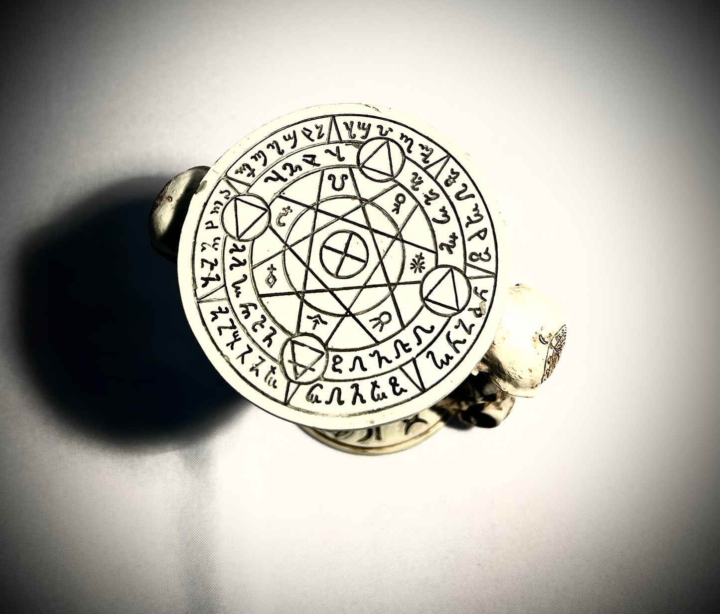 Raven Skulls And Skeleton Decorative Pillar Sand Timer w/ Alchemy Symbols