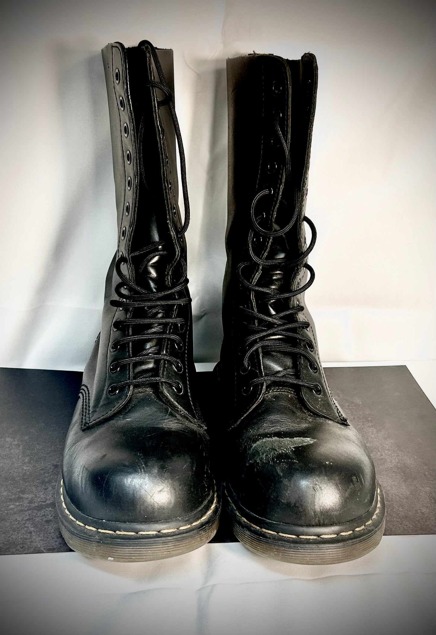 Dr Martens 1914 Smooth Black Leather Boots 14 eye - Used
