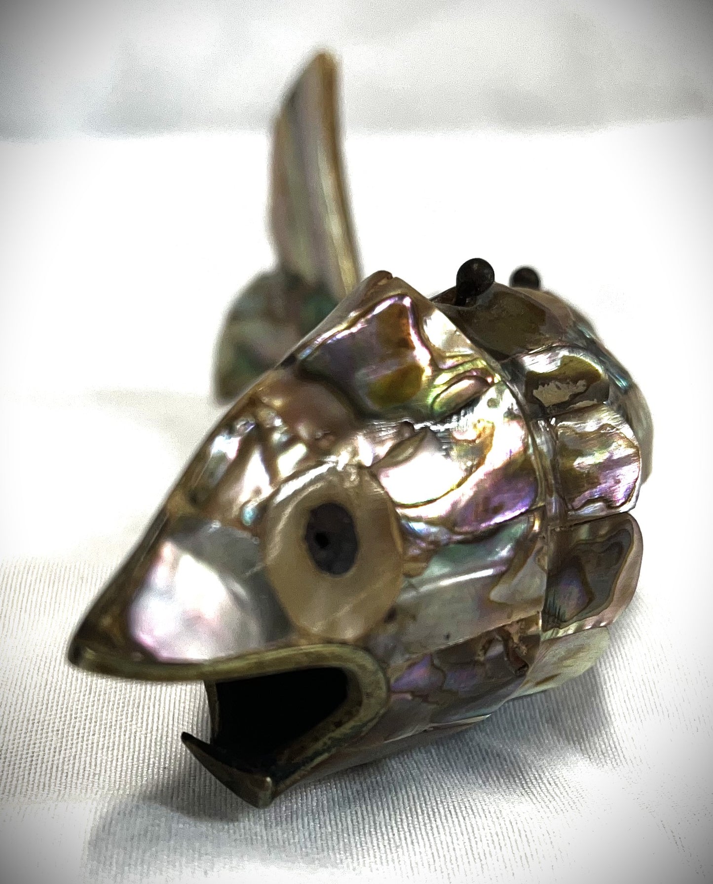 Vintage  Abalone Mother of Pearl Fish Bottle Opener