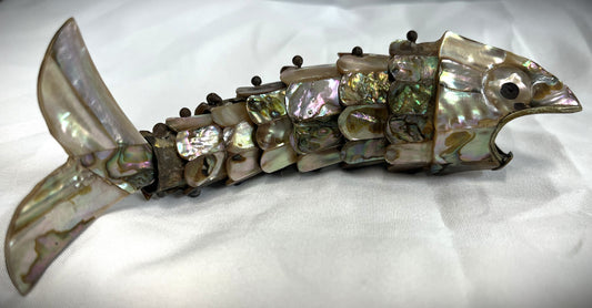 Vintage  Abalone Mother of Pearl Fish Bottle Opener