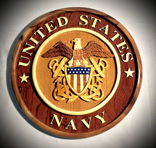 12" Navy Wood Plaque