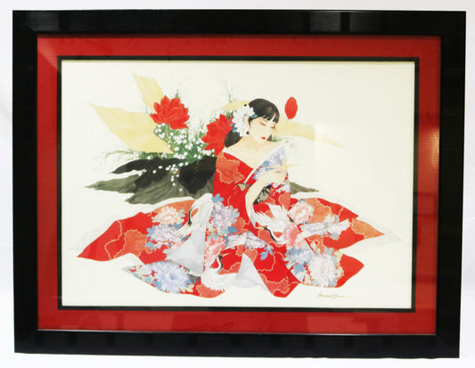 Hisashi Otsuka "Red Swan" Signed print and Framed